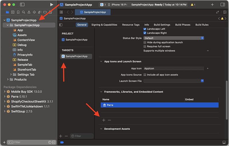 Two screenshots side by side of the Parra RevenueCat sample app displaying a subscription upsell and user profile